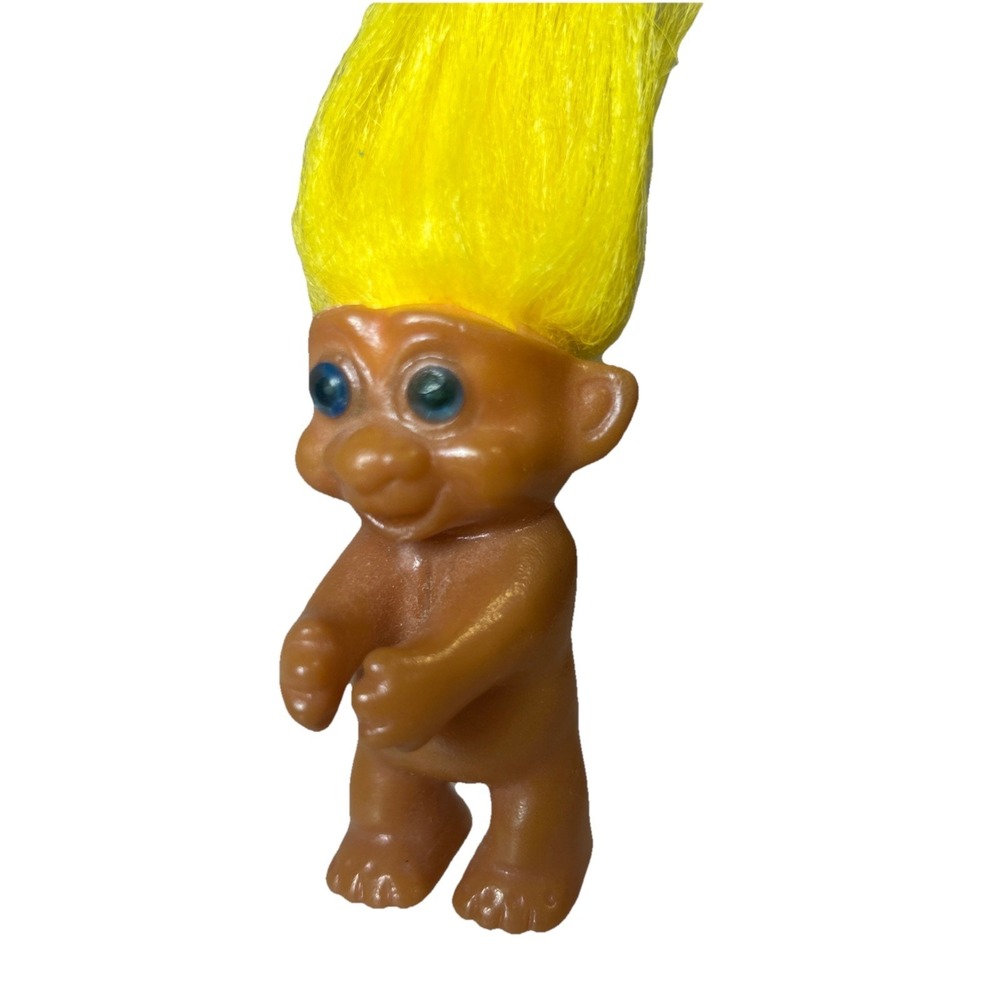 Vintage Russ Troll Doll 70s Yellow Hair Made In Korea 3" Blue Eyes Trolls Lucky
